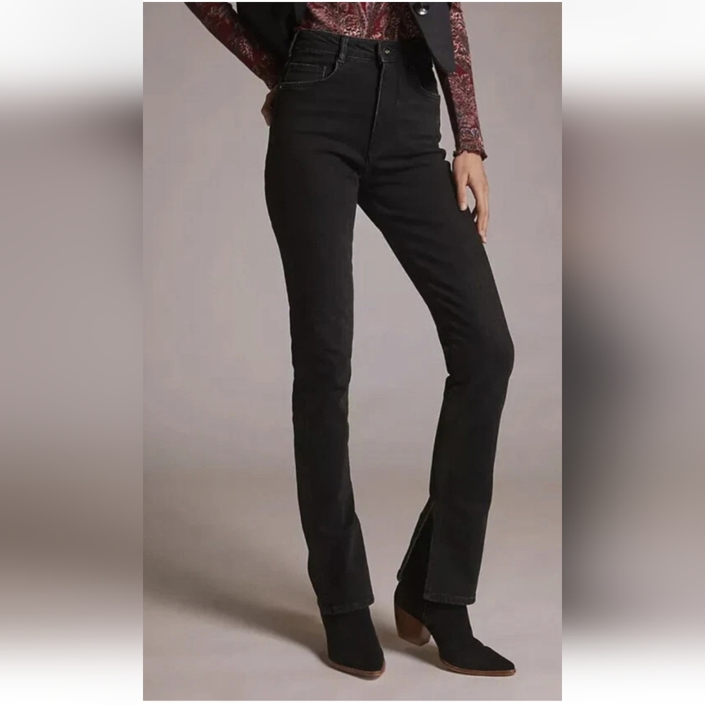 Anthropologie Pilcro High Rise Straight Cut Split Hem Jeans